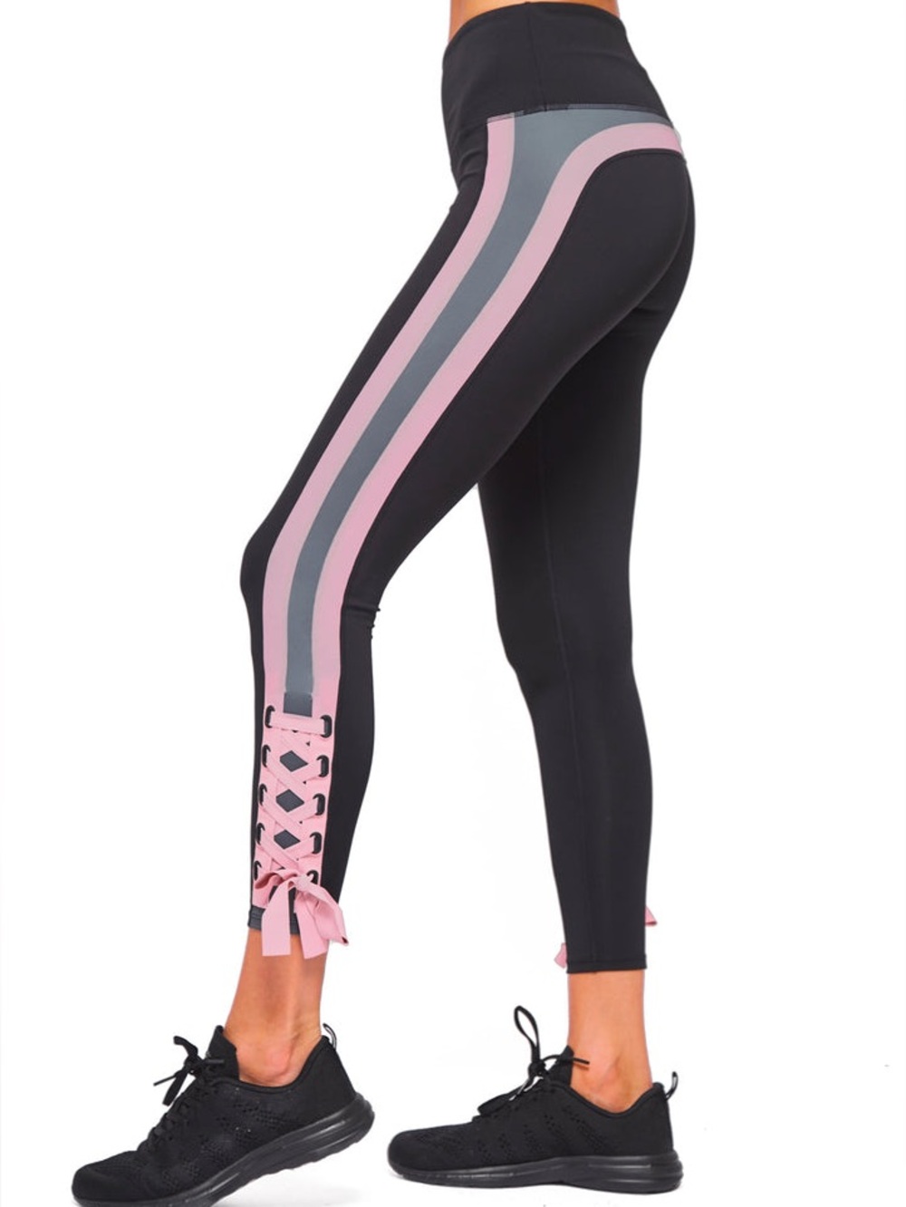 Urban Savage Tie Leggings Black Gray Pink XS